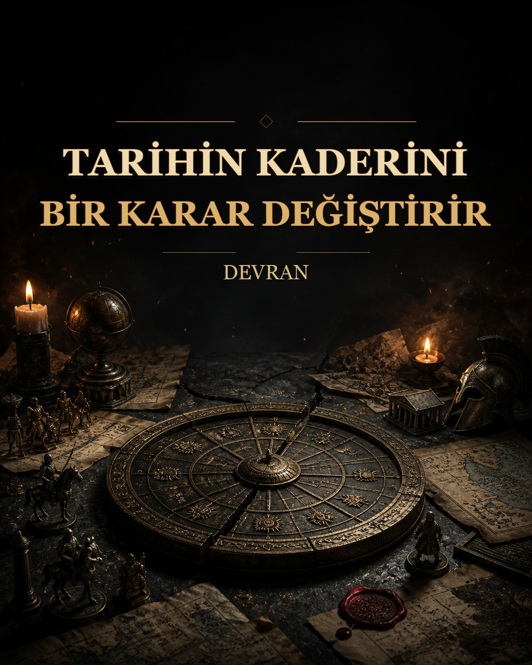 Devran masa üstü tarih pusulası ve karar görseli